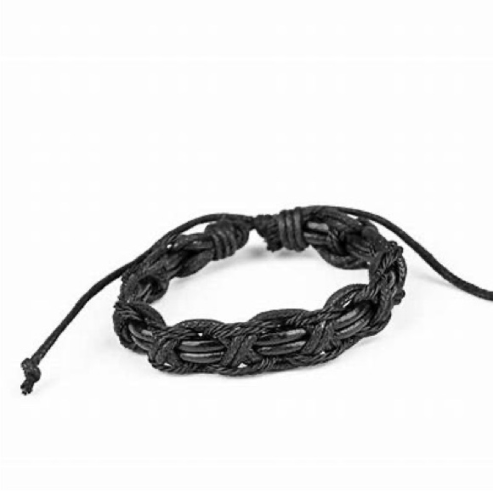 Black leather adjustable sliding knot bracelet.